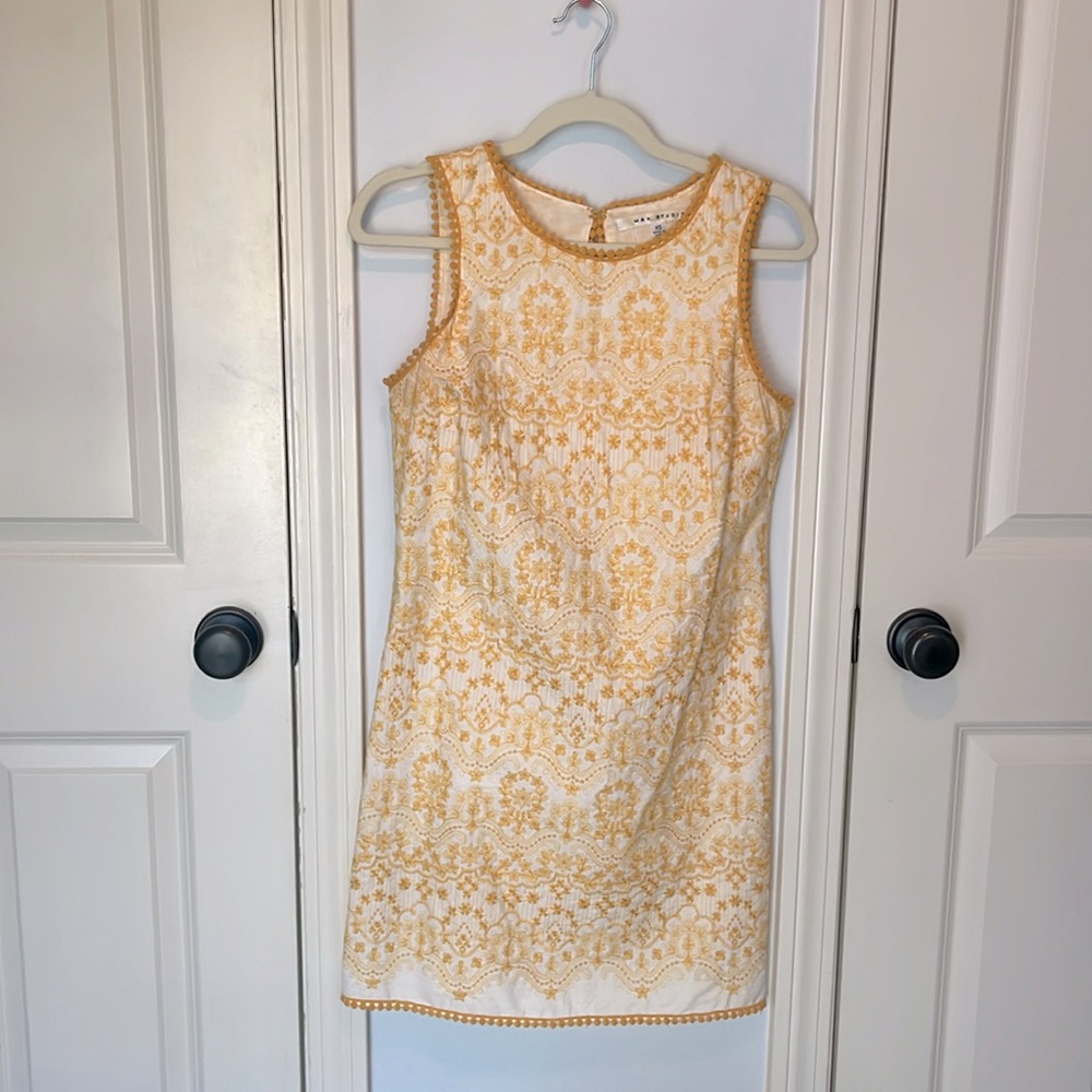 Max Studio embroidered yellow dress